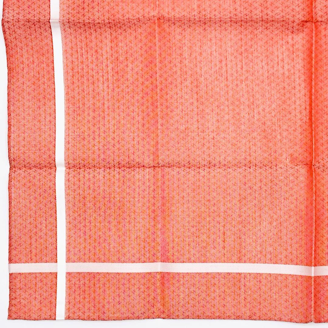 未使用 HERMES エルメス ハンカチ H柄 オレンジ系 45x45cm