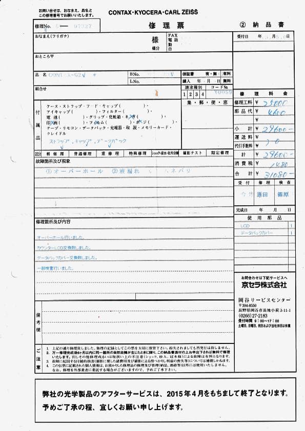 ◆最終ロット59千 CONTAX G2 Date 京セラ本家OH品その後未使用