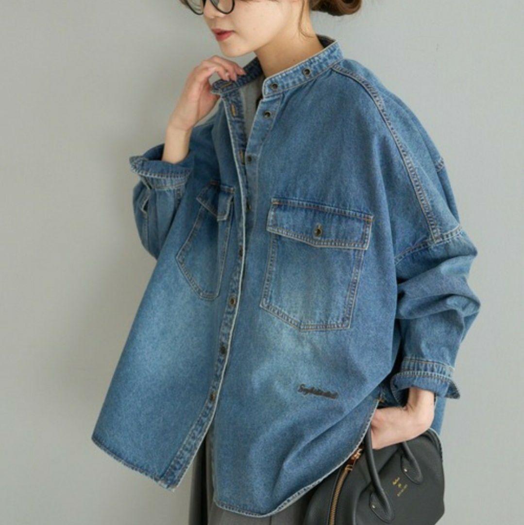 m*r様 バンドカラー デニムシャツ ヴィンテージライク PUAL CE CIN