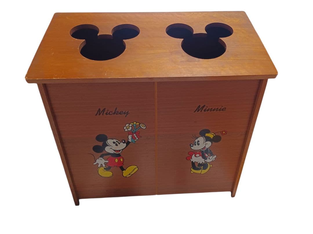 昭和レトロ ディズニー ミッキーマウス ゴミ箱 木製