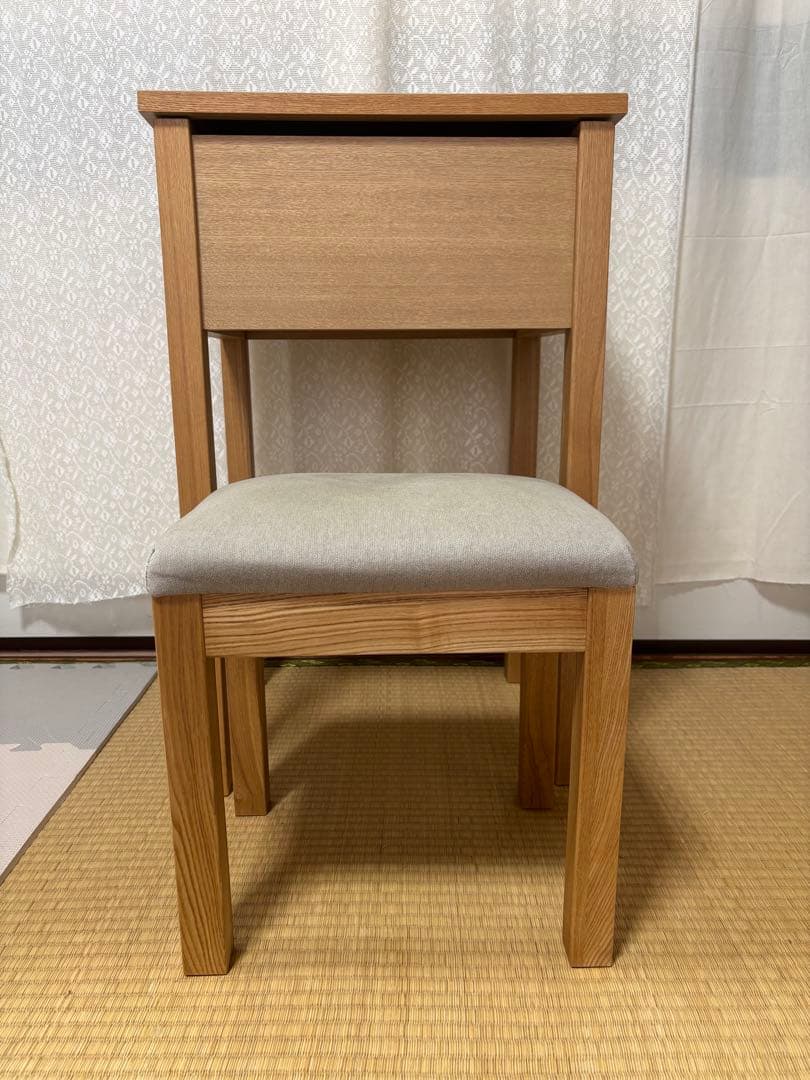 無印良品　ドレッサー　スツール　タモ材　木製　鏡台　デスク