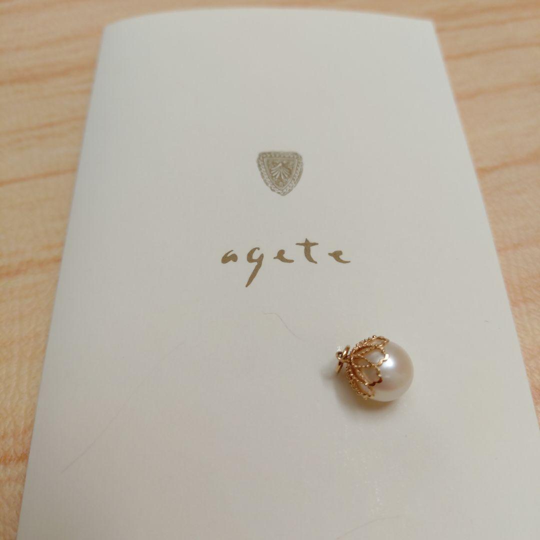 agete　アガット 透かしパール ネックレスチャーム K10