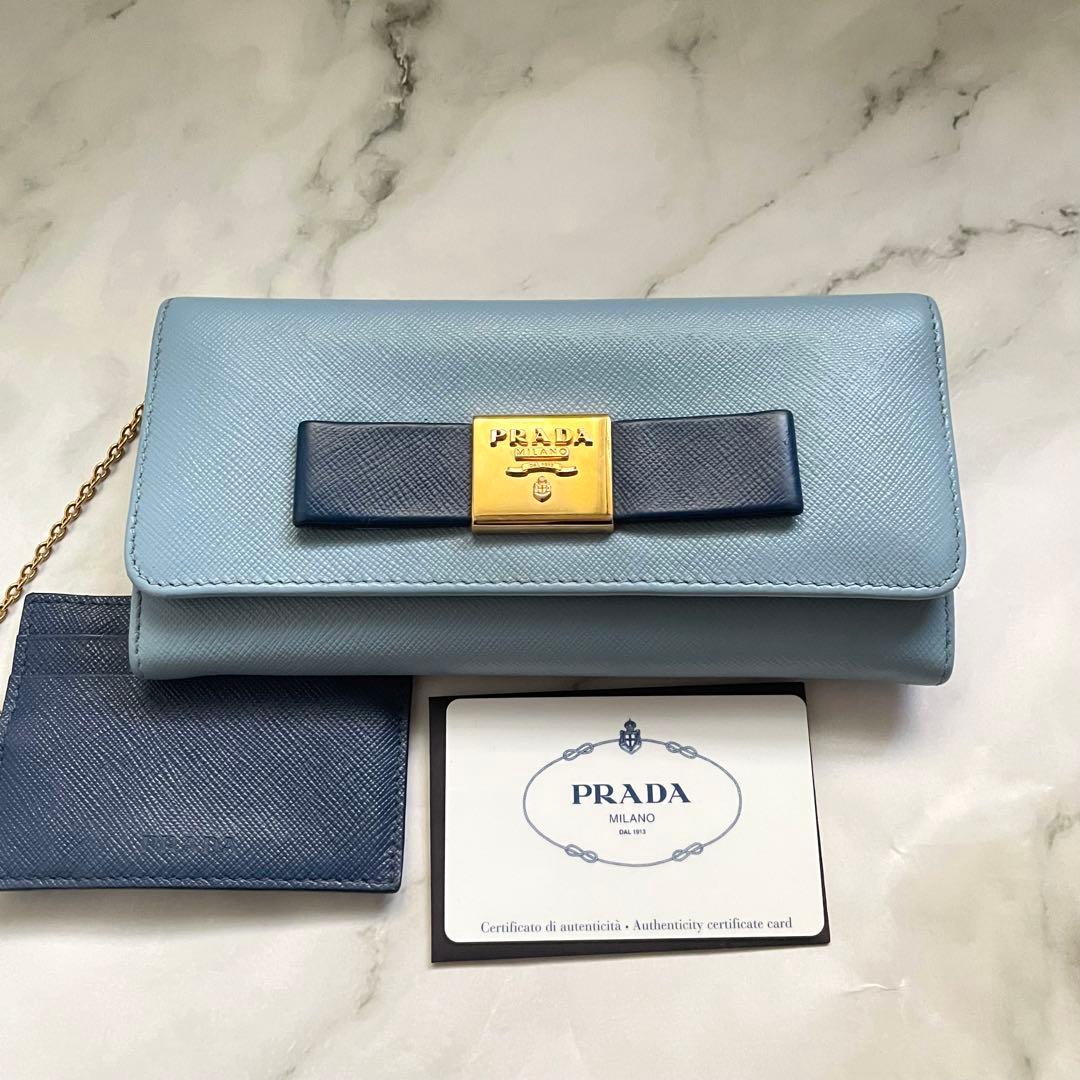 PRADA プラダ サフィアーノ　リボンフィオッコ　長財布　極美品0115-11