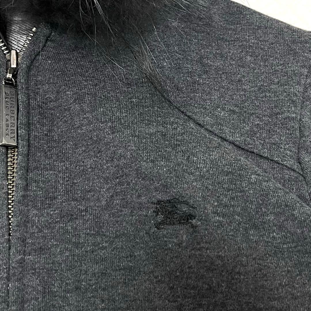 希少 美品バーバリーブルーレーベル パーカー ファー付 ノバチェック 38