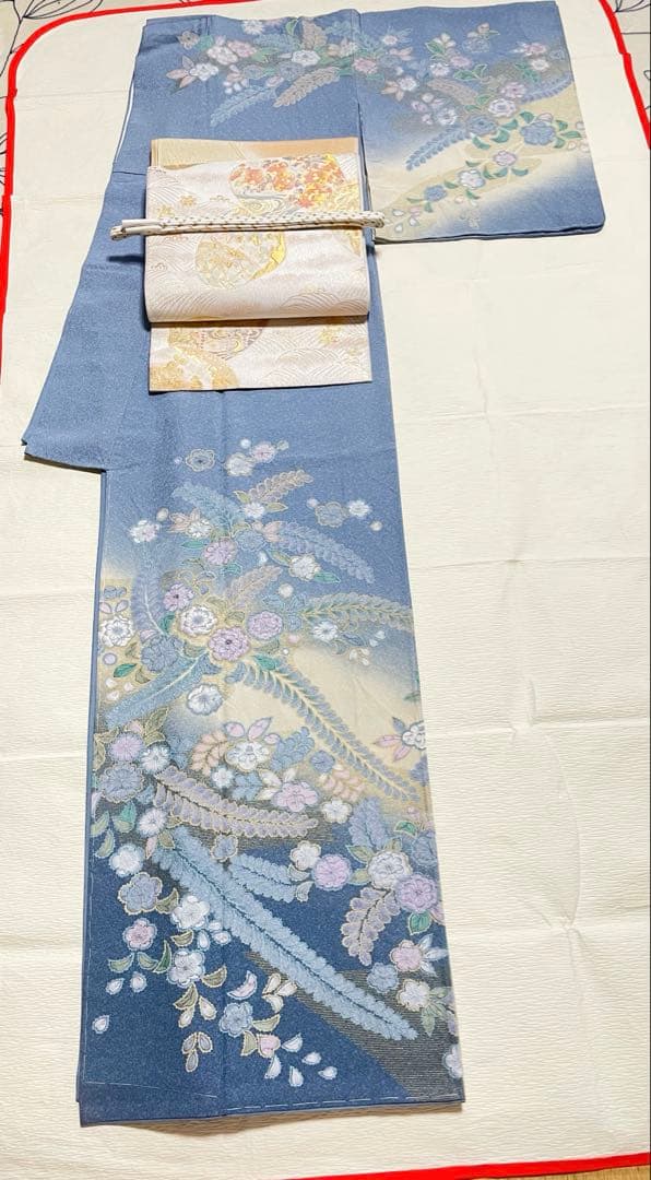 訪問着フルセット　辻ヶ花　金彩　丹後ちりめん　正絹　しつけ糸付　貝合わせ　結婚式