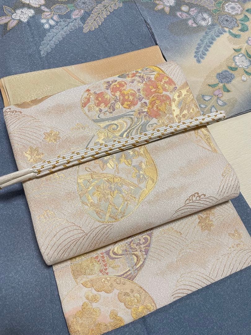 訪問着フルセット　辻ヶ花　金彩　丹後ちりめん　正絹　しつけ糸付　貝合わせ　結婚式