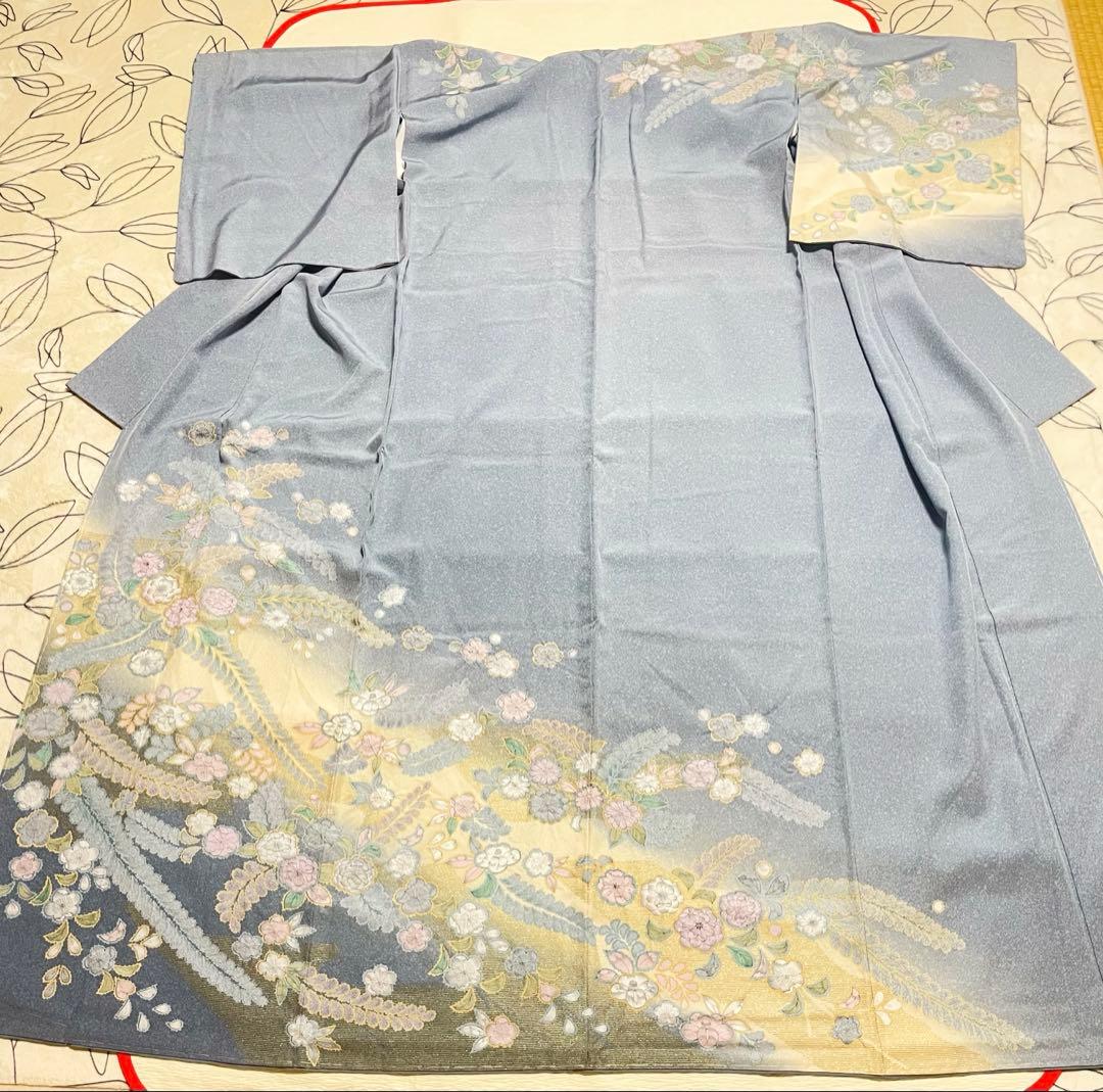 訪問着フルセット　辻ヶ花　金彩　丹後ちりめん　正絹　しつけ糸付　貝合わせ　結婚式