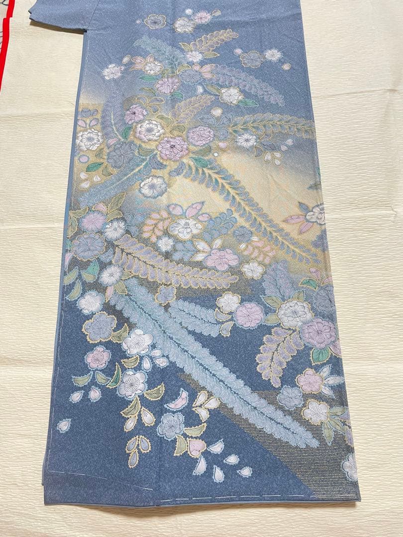 訪問着フルセット　辻ヶ花　金彩　丹後ちりめん　正絹　しつけ糸付　貝合わせ　結婚式