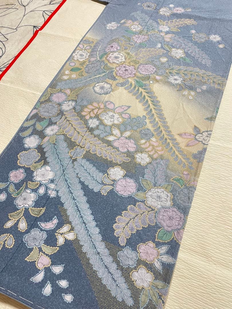 訪問着フルセット　辻ヶ花　金彩　丹後ちりめん　正絹　しつけ糸付　貝合わせ　結婚式