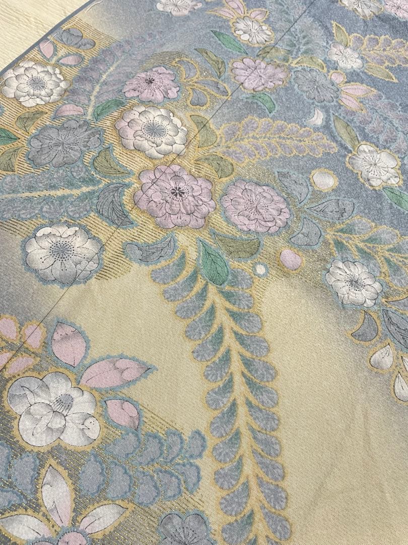 訪問着フルセット　辻ヶ花　金彩　丹後ちりめん　正絹　しつけ糸付　貝合わせ　結婚式