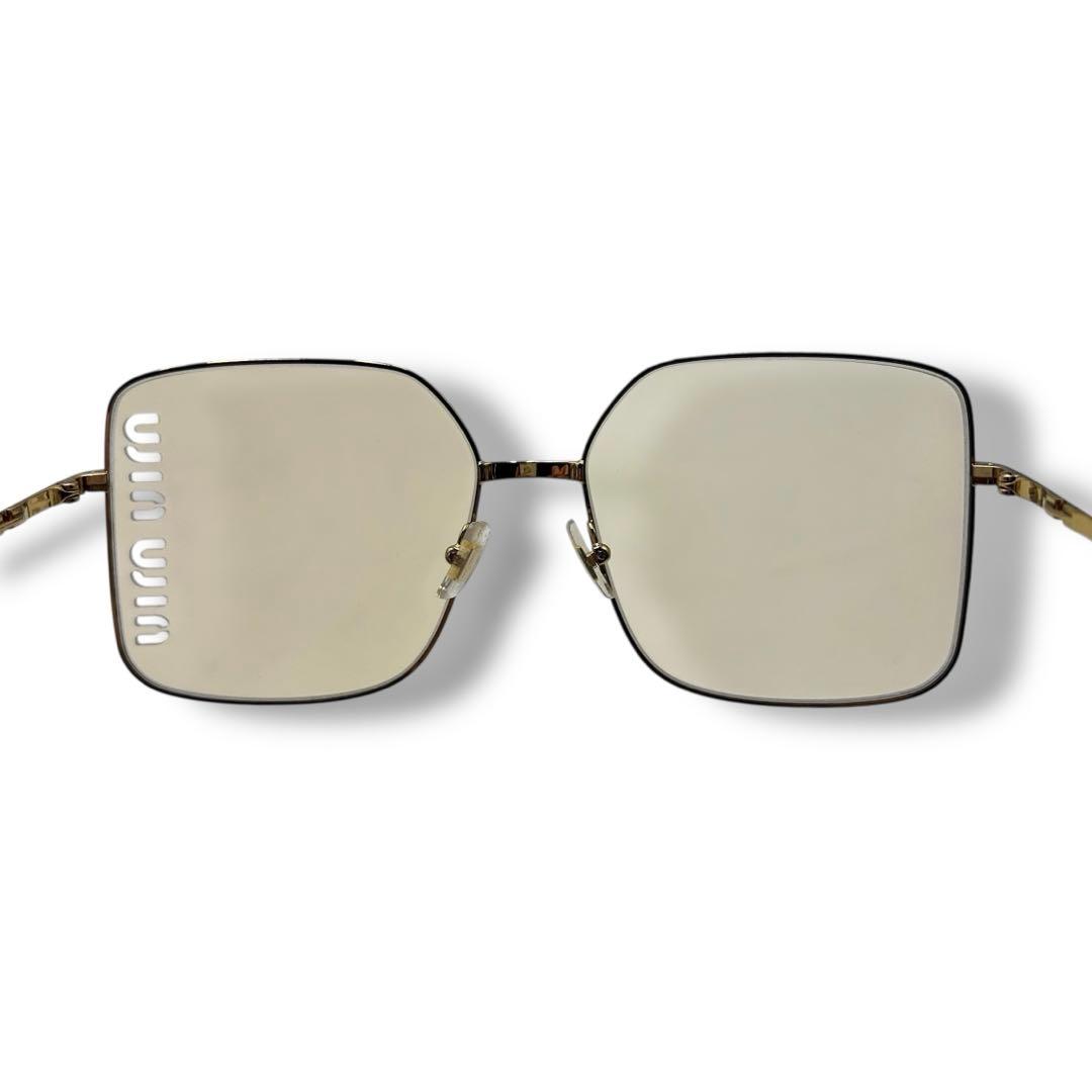 美品 MIUMIU ロゴ メタル サングラス メガネ 眼鏡 現行 スクエア ロゴ