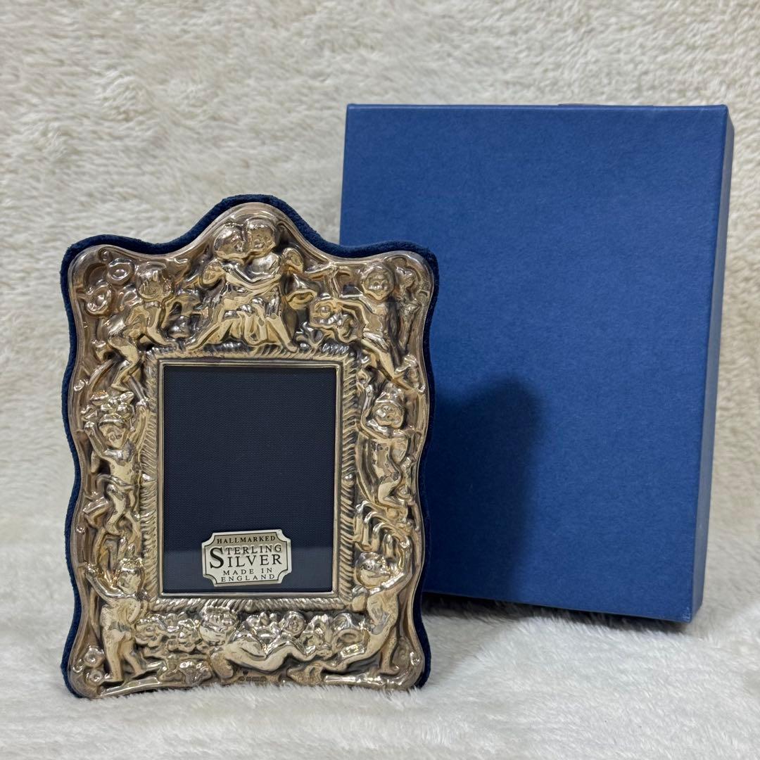 純銀 フォトフレーム 写真立て アンティーク レトロ おしゃれ エンジェル