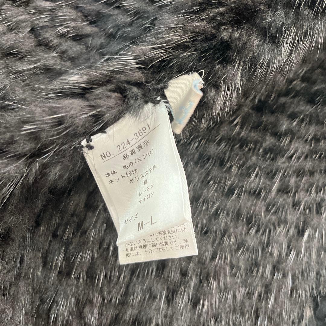 毛皮 リアルファー ブラック フード付 ジレ ベスト ロングコート Lサイズ