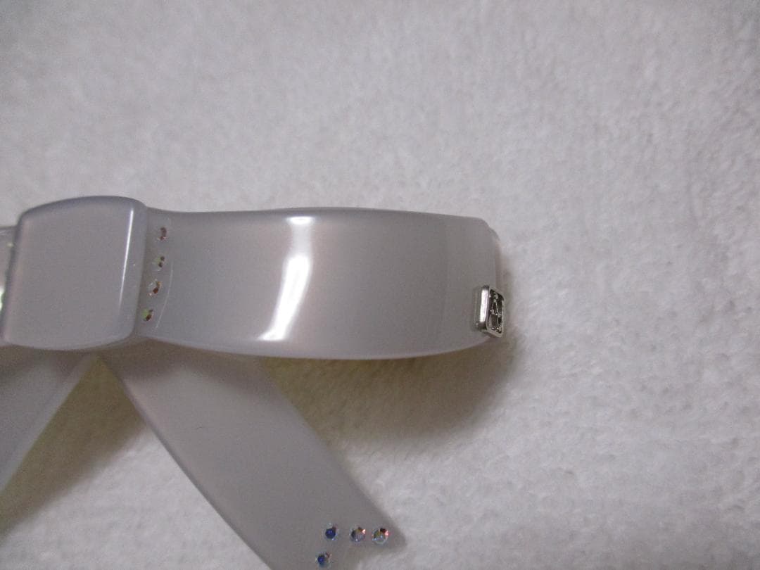 未使用自宅保管 アレクサンドルドゥパリ　リボンバレッタ　ブルー　スワロフスキー