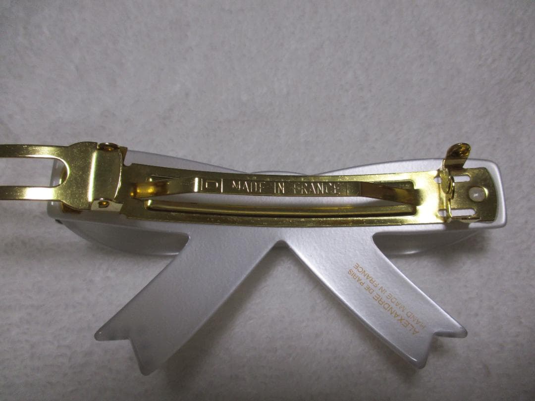 未使用自宅保管 アレクサンドルドゥパリ　リボンバレッタ　ブルー　スワロフスキー