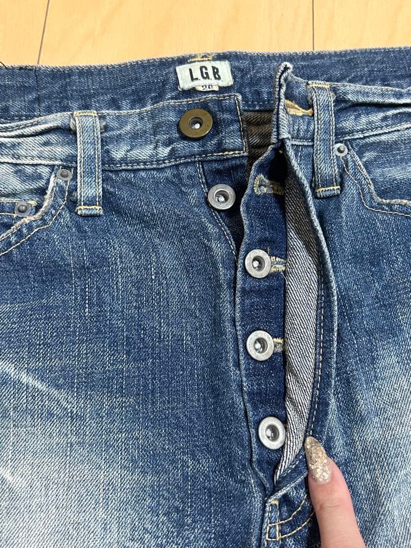 L.G.B. デニムミニスカート フリンジヘム