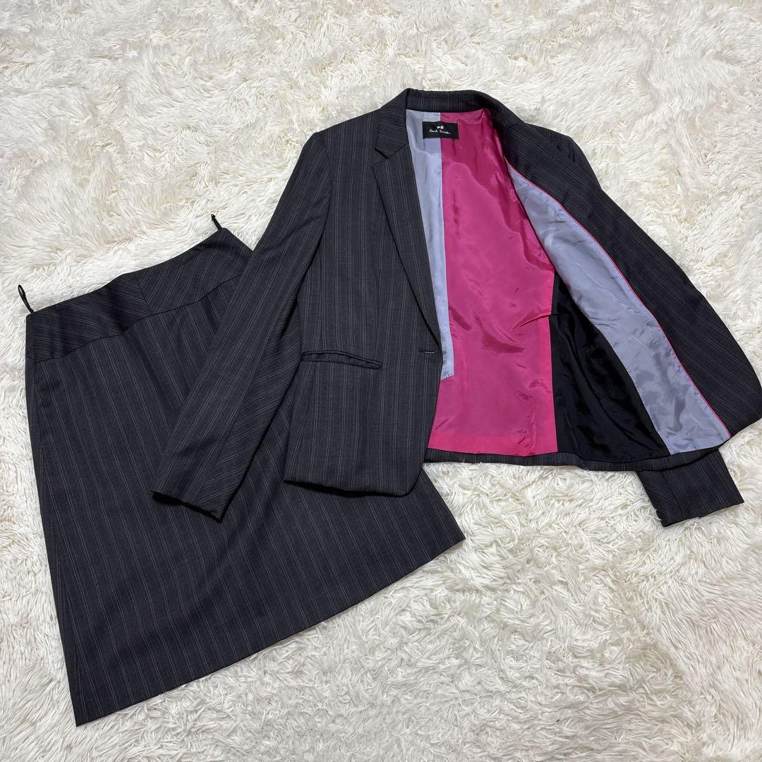 ピーエスポールスミス　セットアップ　ダークグレー　裏地派手　XL相当　42