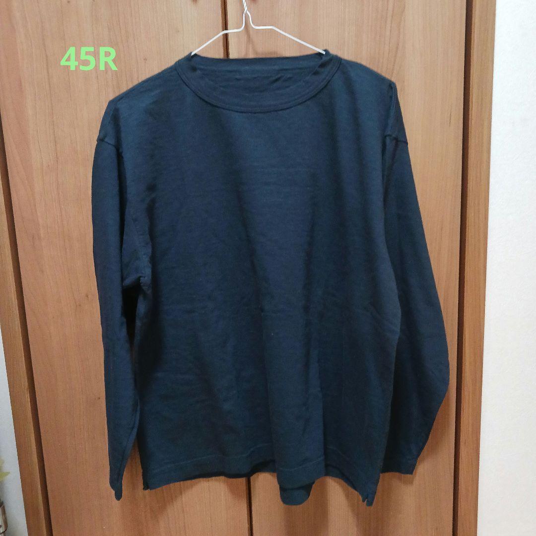 45R 長袖Tシャツ　日本製　コットン100　ネイビー　S