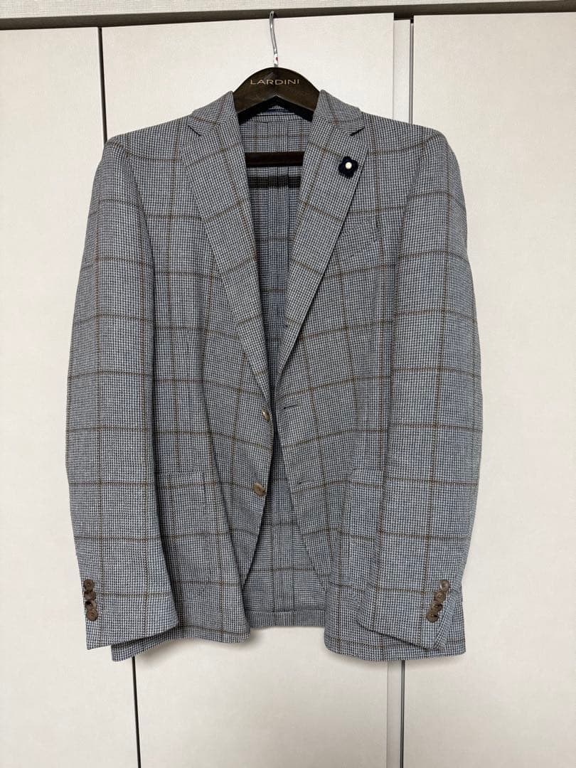 LARDINI グレー チェック テーラードジャケット