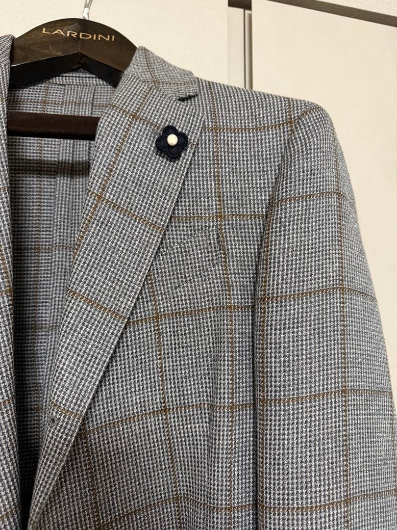LARDINI グレー チェック テーラードジャケット