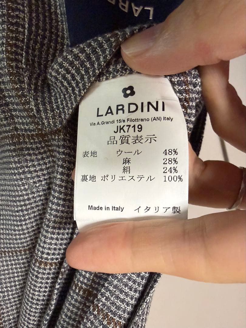 LARDINI グレー チェック テーラードジャケット