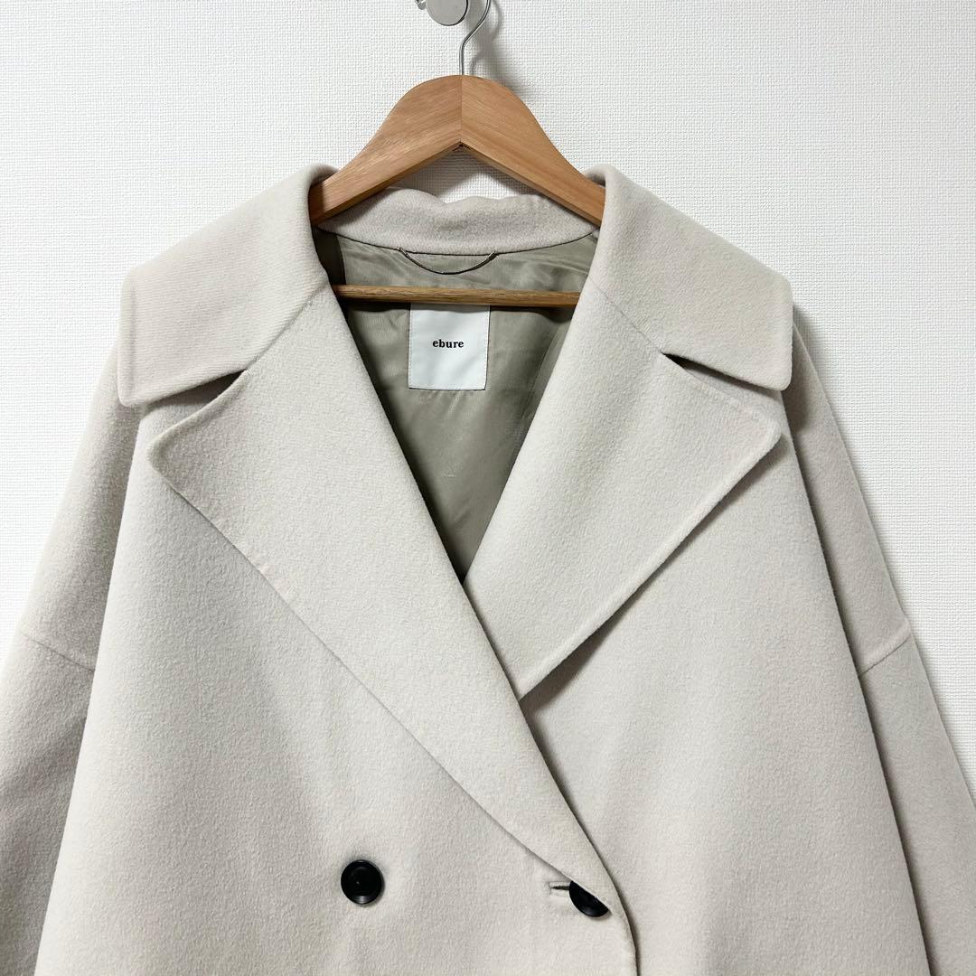 ebure super120 ダブルビーバーダブルオーバーコート　オフホワイト
