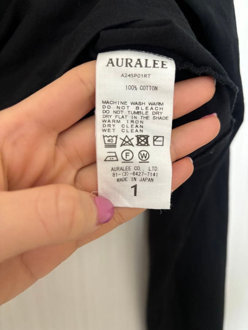 【美品】AURALEE オーラリー ボートネックT クロップ丈 クロ　本日値下げ