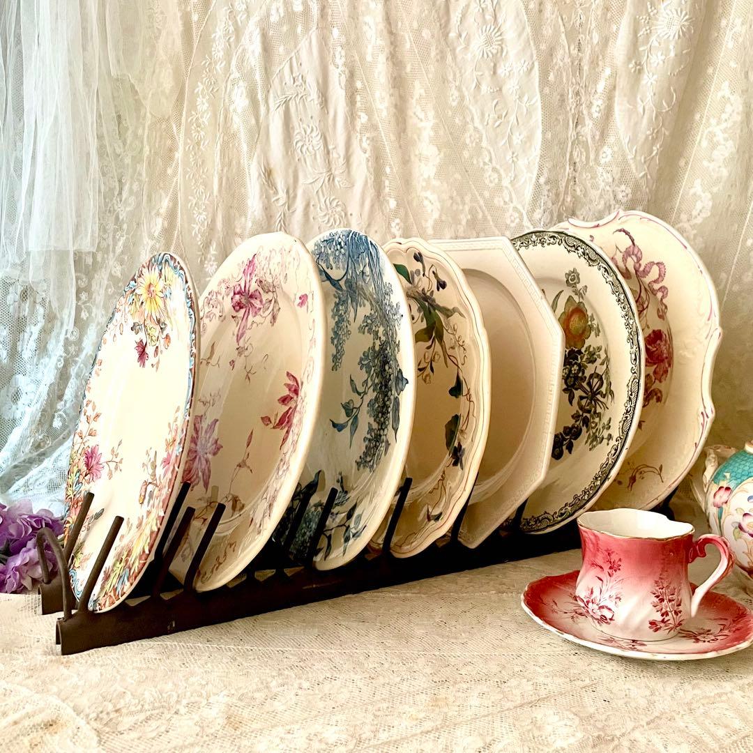 アイアン製ディッシュラック　皿立て　プレートホルダー　フランスアンティーク