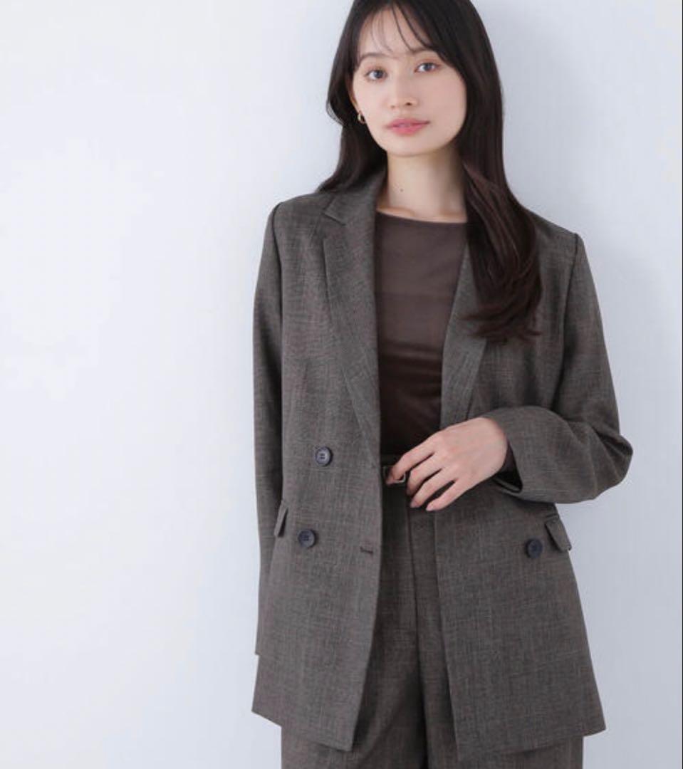 naturalbeautybasic シャークスキン ダブルブレストジャケット