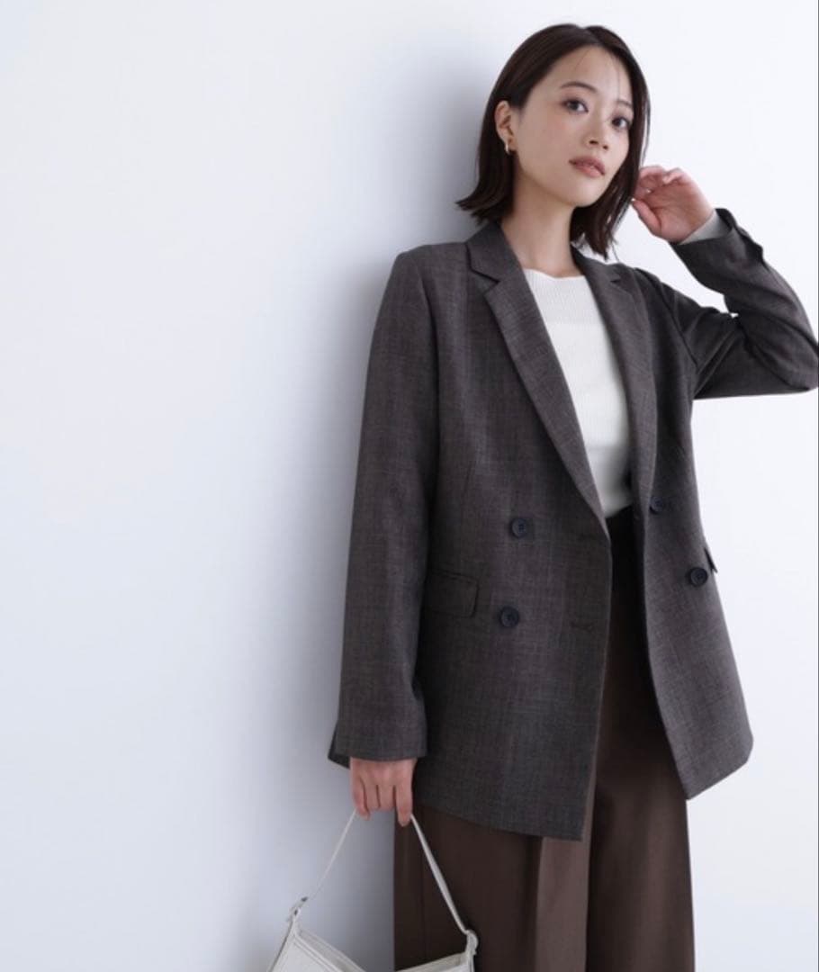 naturalbeautybasic シャークスキン ダブルブレストジャケット