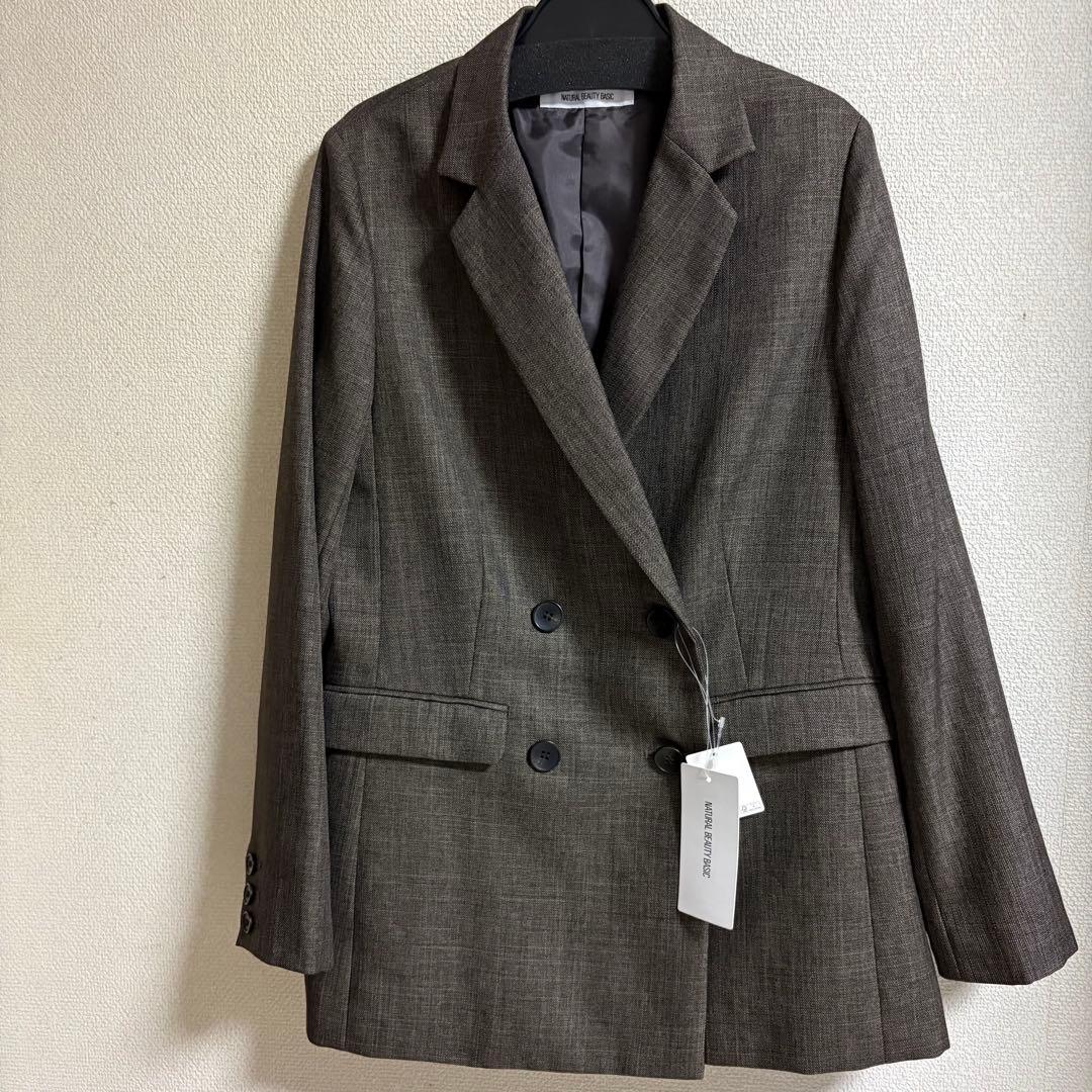 naturalbeautybasic シャークスキン ダブルブレストジャケット