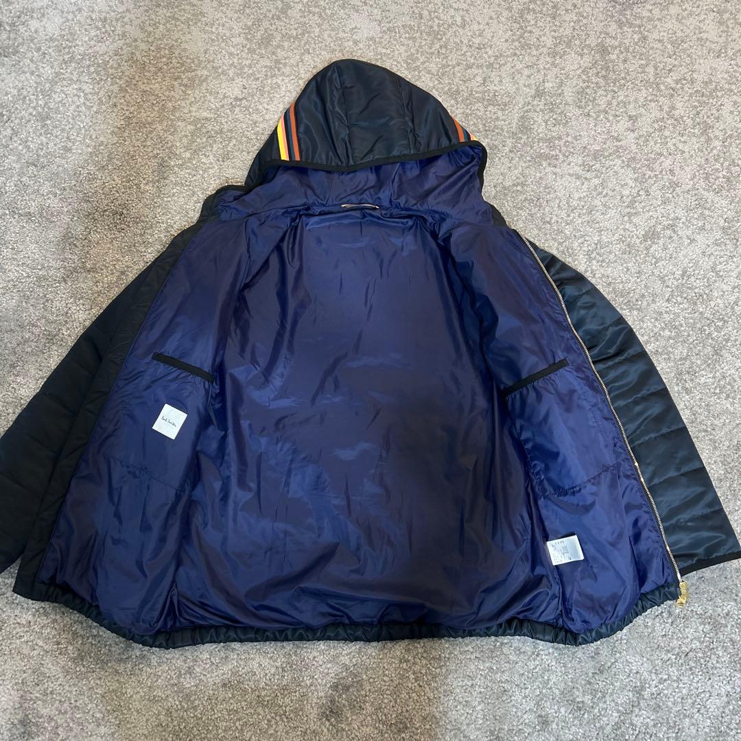 22AW ストライプ ポイント フード ダブルジップ パテッド ブルゾン 中わた