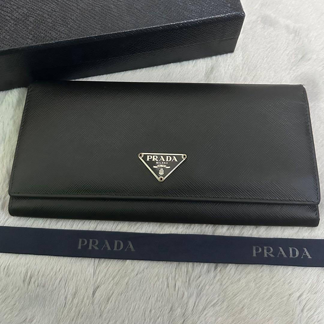 PRADA プラダ　長財布　三角ロゴ　サフィアーノレザー　ブラック