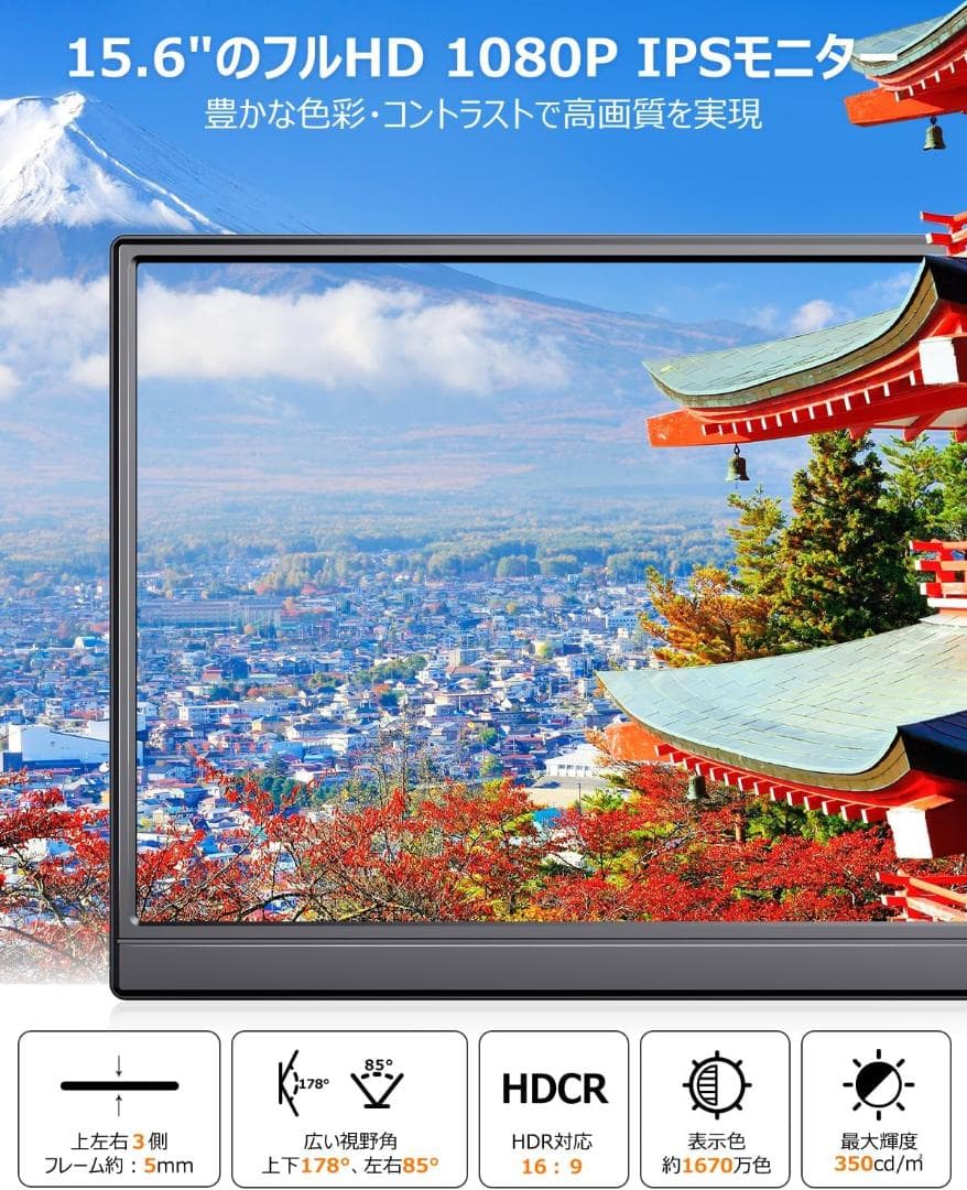 モバイルモニター 【15.6インチ 1920*1080 フルHD】 キックスタン