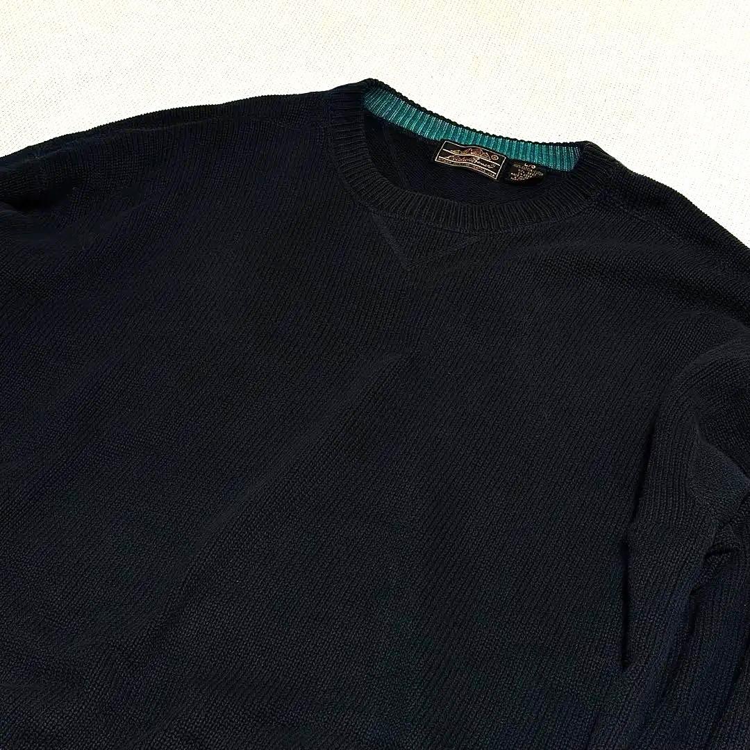 古着 80's エディーバウアー コットンニット リブニット セーター 黒タグ