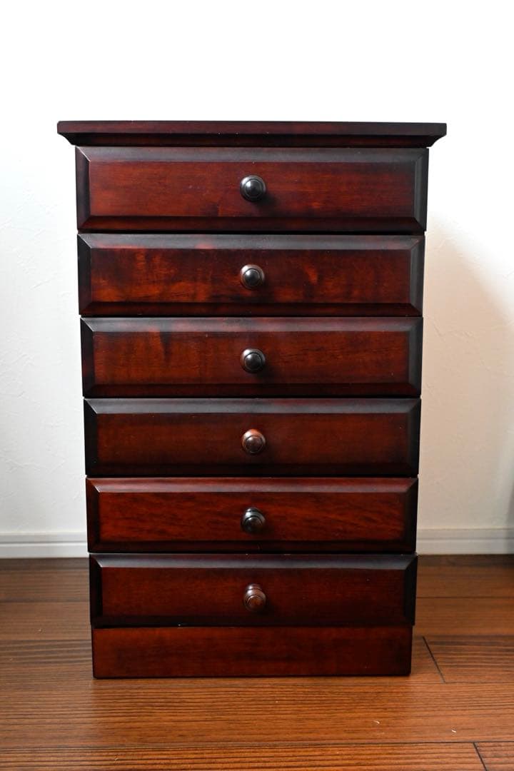 直接引取り可　民芸家具　ダークブラウン6段チェスト