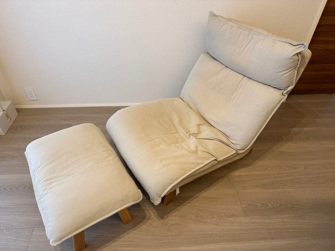 【美品】 無印良品 ハイバックリクライニングソファ 1P オットマン付 イス