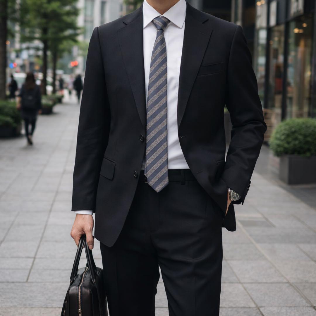 ドーメル×セヴィルロウ　カシミヤ混　ビジネススーツ　セットアップ　ウエスト調整可