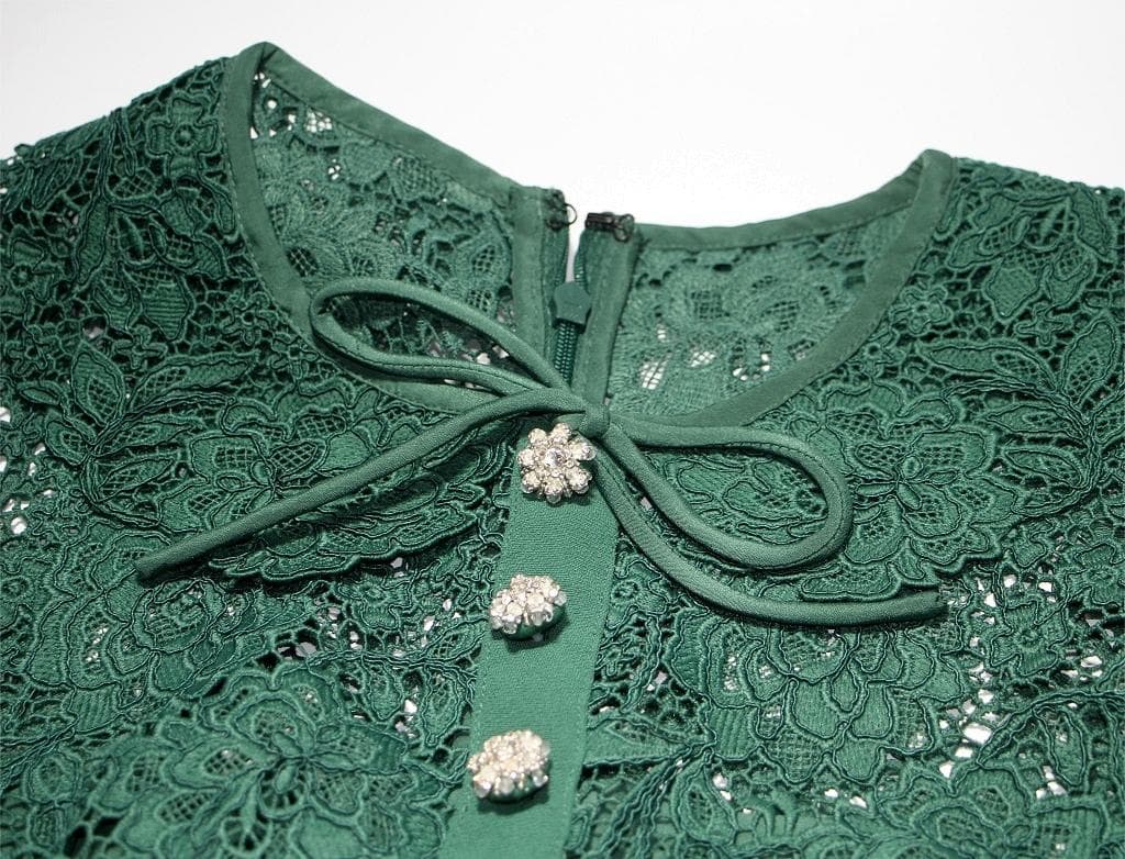 ジ*ン様 セルフポートレイト ワンピース コードレース グリーン UK8 未使用