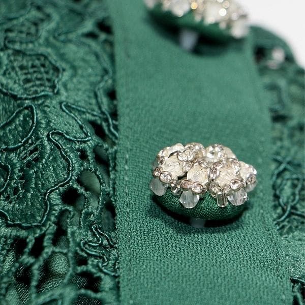 ジ*ン様 セルフポートレイト ワンピース コードレース グリーン UK8 未使用