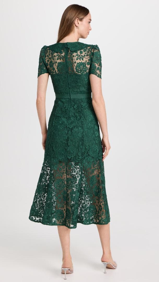 ジ*ン様 セルフポートレイト ワンピース コードレース グリーン UK8 未使用