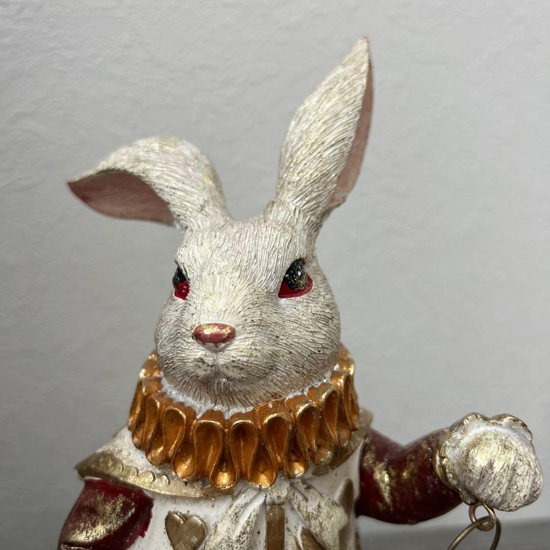 【とも】ウサギの置物 懐中時計付き　2体セット