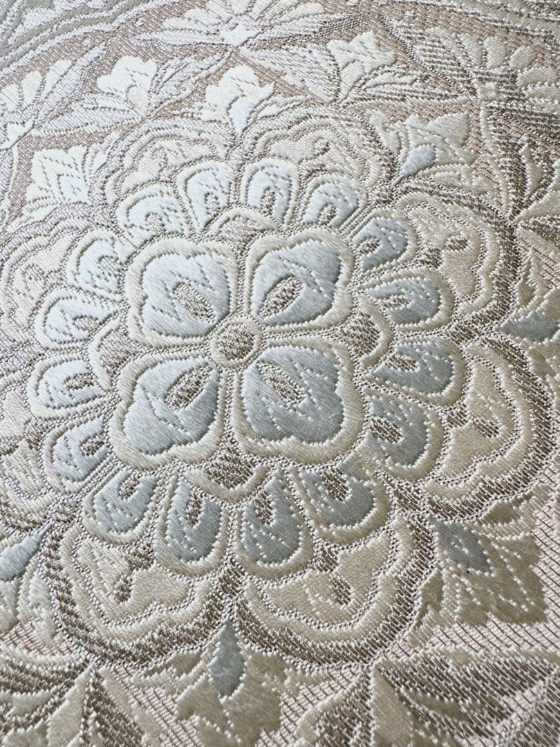 【訳あり特別価格】　正絹　袋帯　六通柄　正倉院華文　アラベスク　銀糸