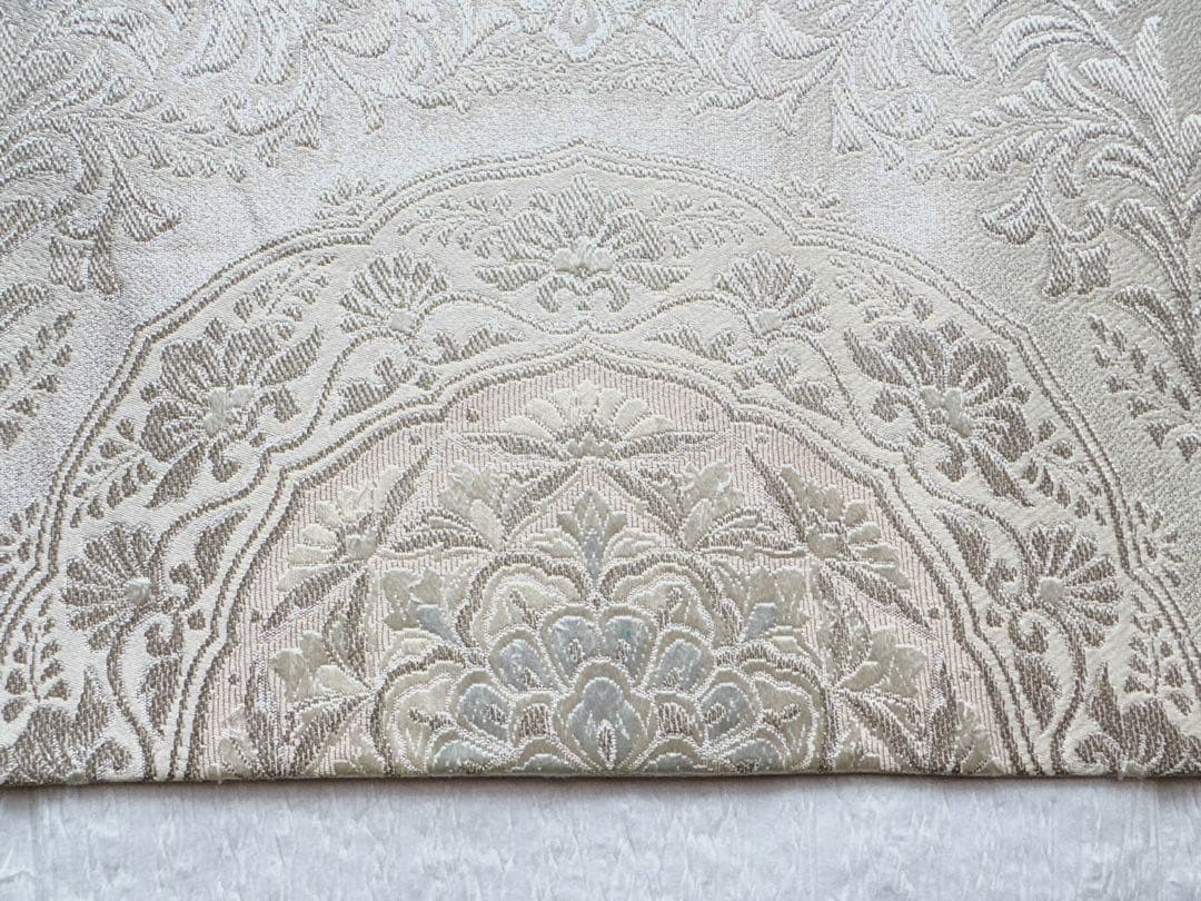 【訳あり特別価格】　正絹　袋帯　六通柄　正倉院華文　アラベスク　銀糸