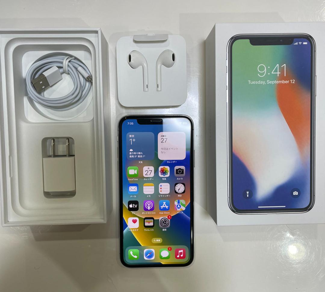 iphone X 64GB 美品　付属品付　バッテリー100%