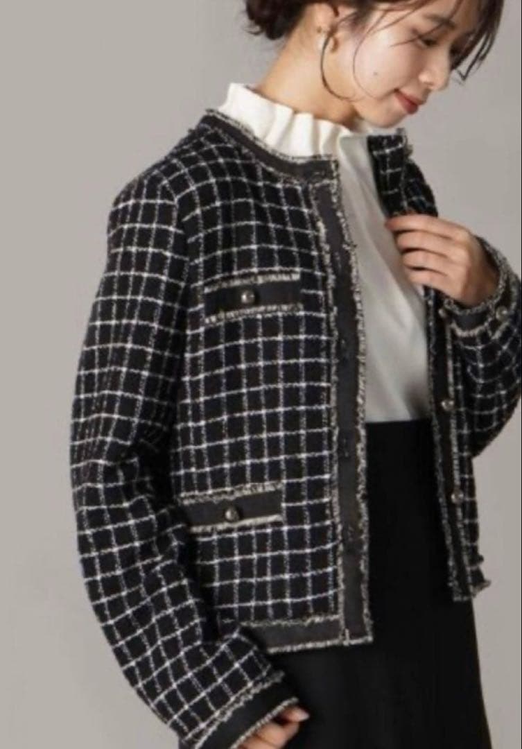 美品✨M フェンネル ツイードジャケット ノーカラージャケット FENNEL