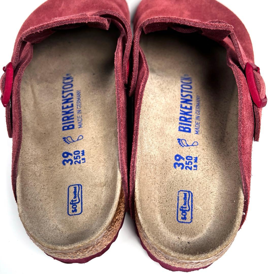 【美品】ビルケンシュトック 39 ボストン サンダル スエード マルーン