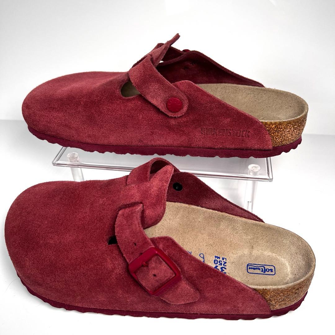 【美品】ビルケンシュトック 39 ボストン サンダル スエード マルーン