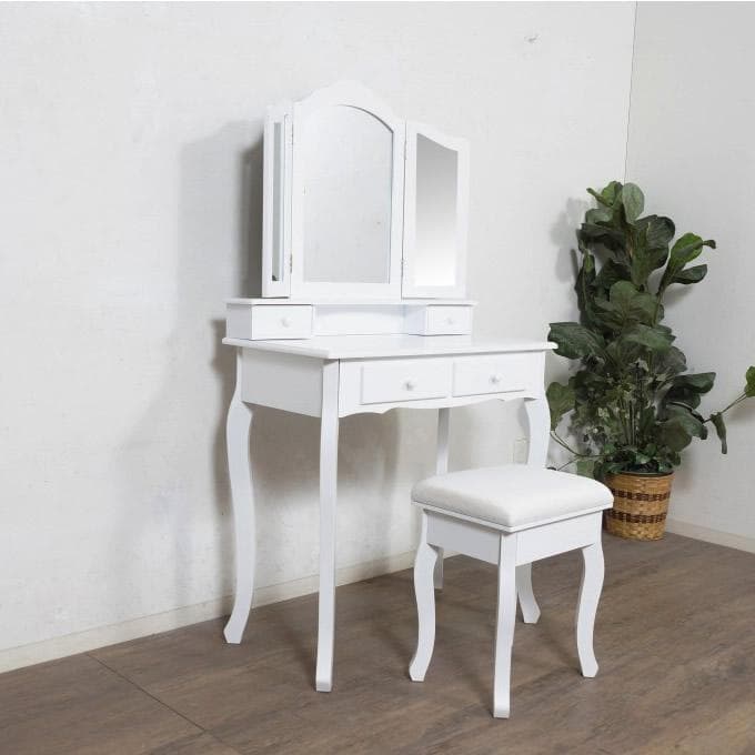 【新品】三面鏡ドレッサー スツール付き　アンティーク 調 猫脚 アウトレット