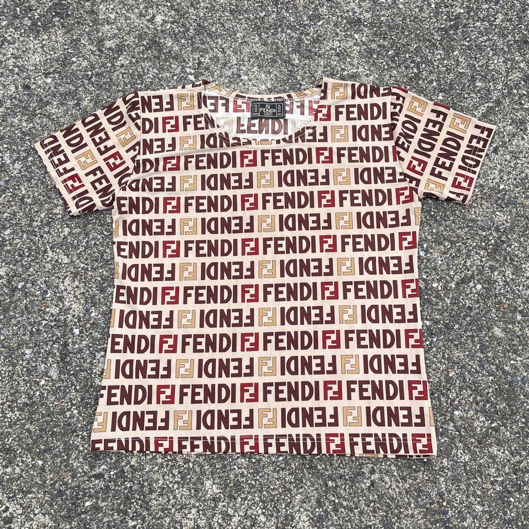 90’s FENDI 総柄　オールドロゴ　Tシャツ